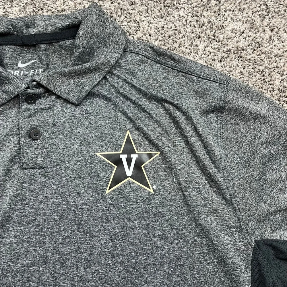 Vanderbilt Commodores mens M shirt Nike Dri Fit Polo Gray Golf Short Sleeve